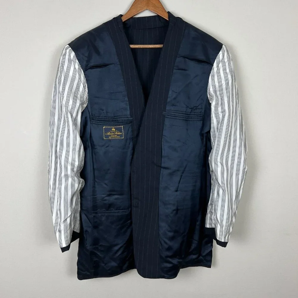 Brooks Brothers Blazer Jacket Sport Coat Mens 41L Blue Pinstripe Wool Brooksease